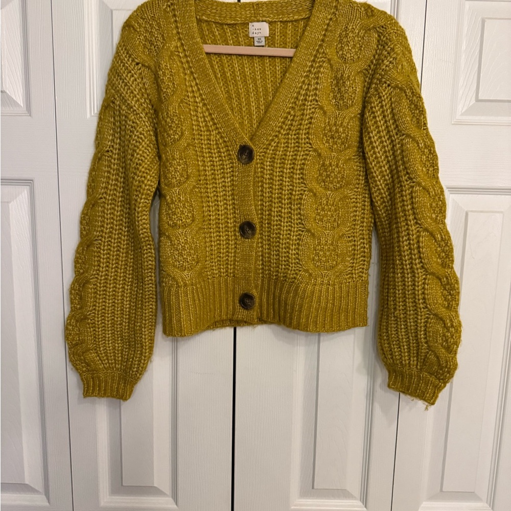a new day Mustard Cable Knit Cardigan